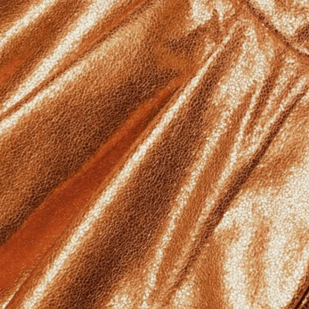 Kimberly Goldson Lizzie Metallic‎ Faux Leather Shorts Copper 0 Orange